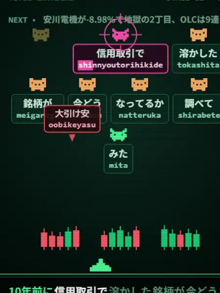 INVADERSのゲーム画面