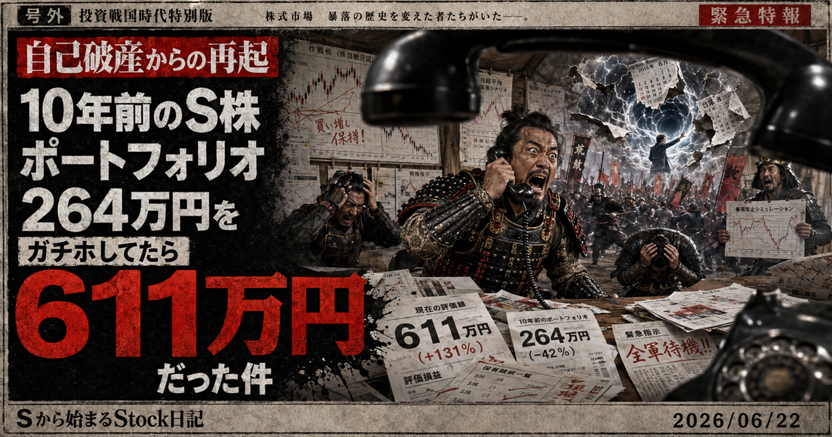 10年前のS株ポートフォリオ264万円をガチホしてたら611万円だった件