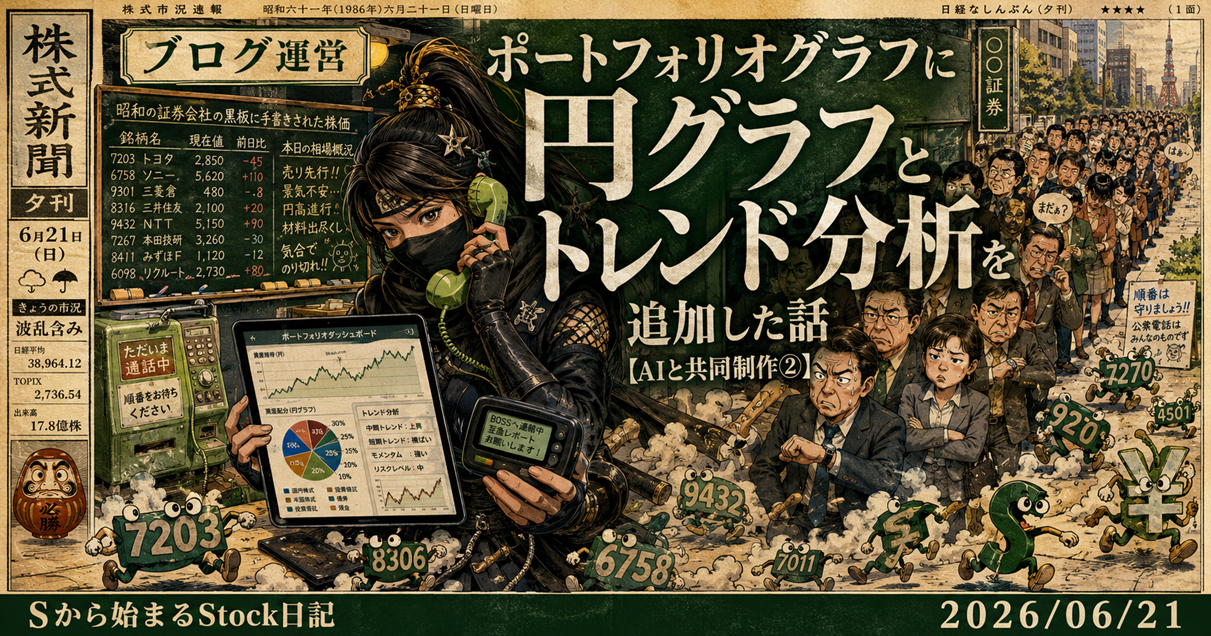 ポートフォリオグラフに円グラフとトレンド分析を追加した話【AIと共同制作②】