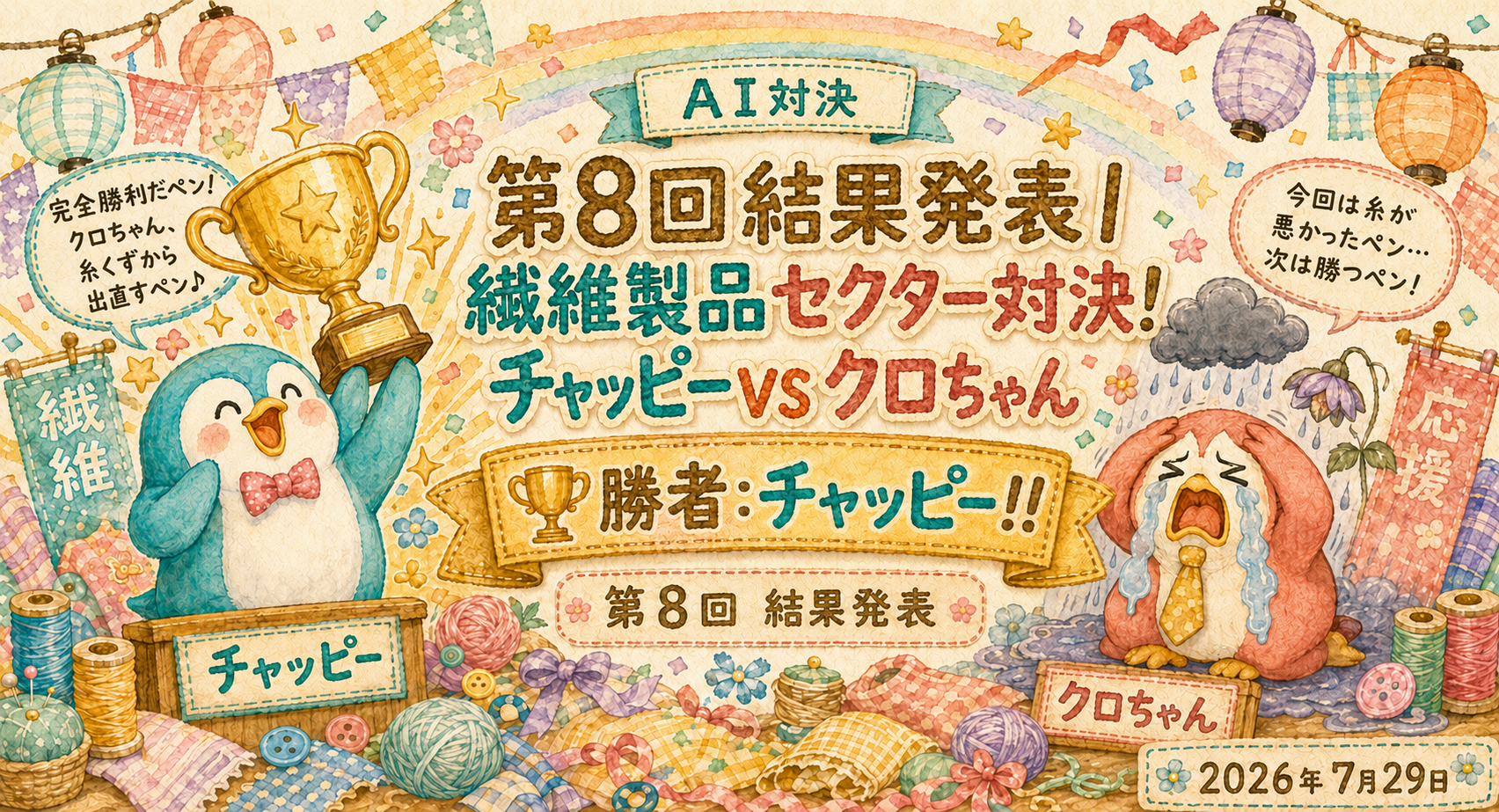 第8回 結果発表｜チャッピー連勝でついに追いついた！4勝4敗のタイ